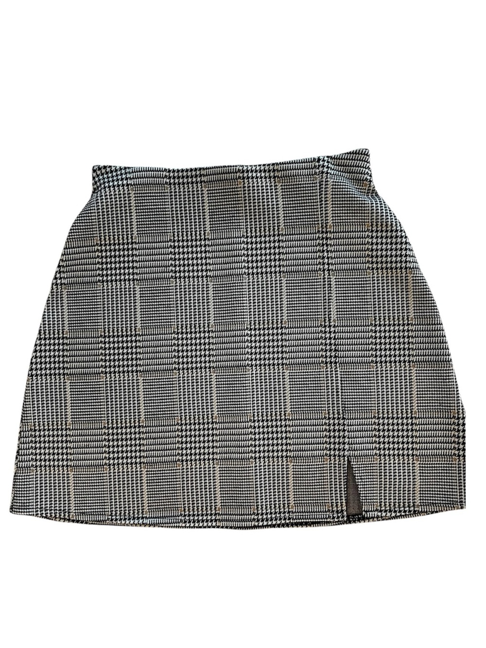 H&M Plaid houndstooth Mini Pencil Skirt with Front Slit size Extra Small (XS)
